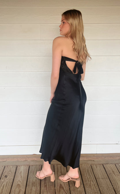 Black Satin Maxi Dress